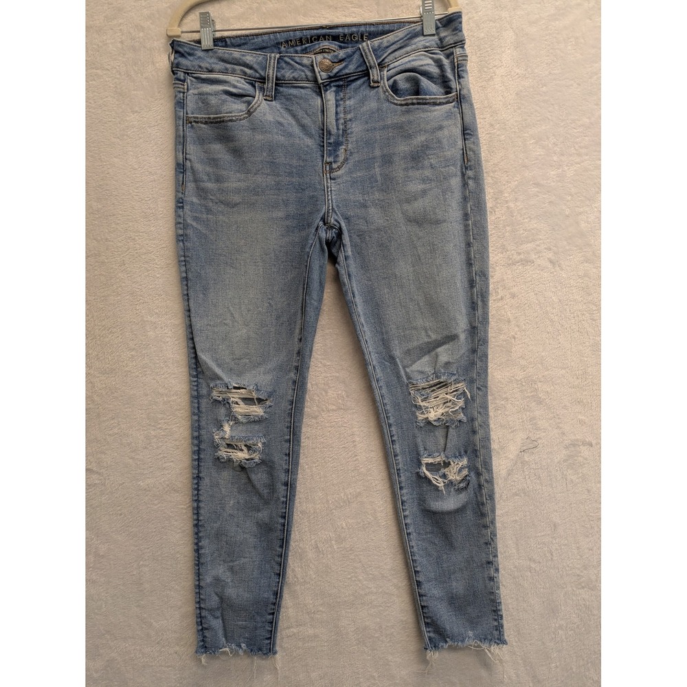 American Eagle Outfitters Women Jeans Jegging Super Stretch Distressed Size 8